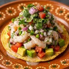 Tostada de Ceviche de Camarón